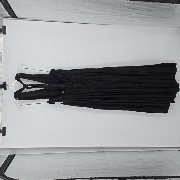 Nordstrom Halter Black Tiered Silky Maxi Dress Women's Size XL - Picture 4 of 8